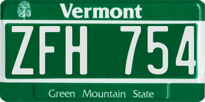 VT license plate ZFH754