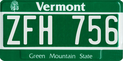 VT license plate ZFH756