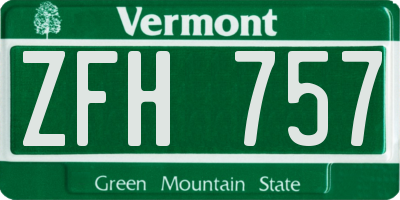 VT license plate ZFH757