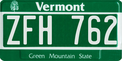 VT license plate ZFH762