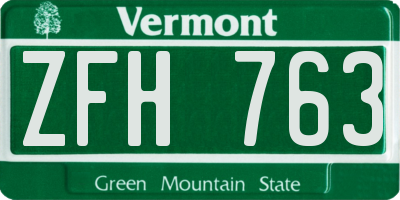 VT license plate ZFH763