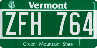 VT license plate ZFH764