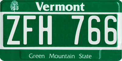 VT license plate ZFH766