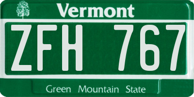 VT license plate ZFH767