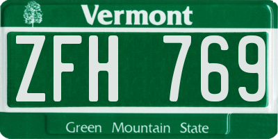 VT license plate ZFH769