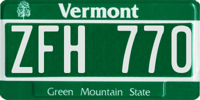 VT license plate ZFH770