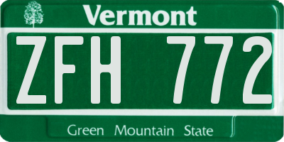 VT license plate ZFH772