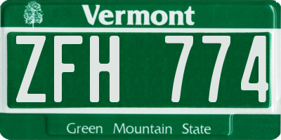 VT license plate ZFH774