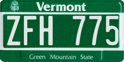 VT license plate ZFH775
