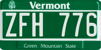 VT license plate ZFH776