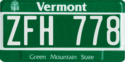 VT license plate ZFH778