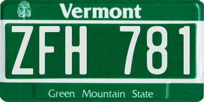 VT license plate ZFH781