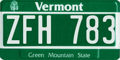 VT license plate ZFH783