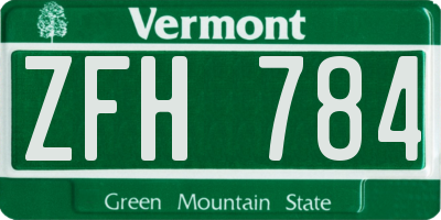 VT license plate ZFH784