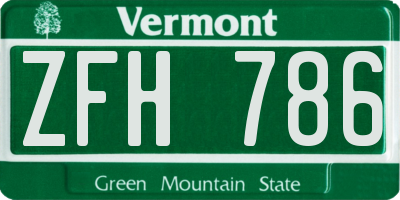 VT license plate ZFH786