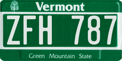 VT license plate ZFH787