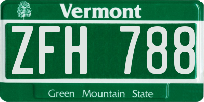 VT license plate ZFH788