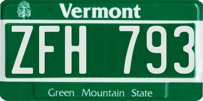 VT license plate ZFH793