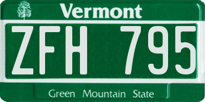 VT license plate ZFH795