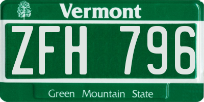 VT license plate ZFH796