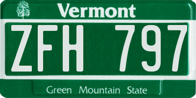 VT license plate ZFH797