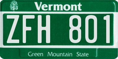 VT license plate ZFH801