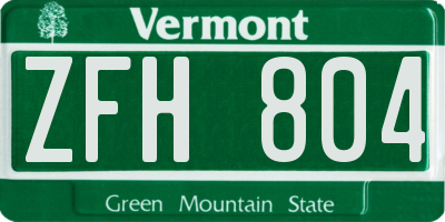 VT license plate ZFH804
