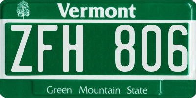 VT license plate ZFH806