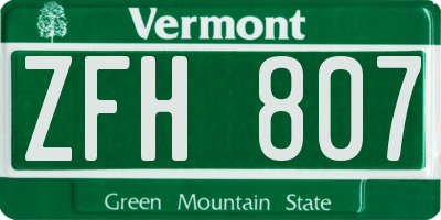 VT license plate ZFH807