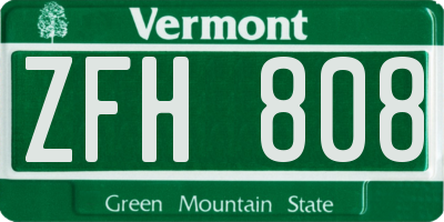 VT license plate ZFH808