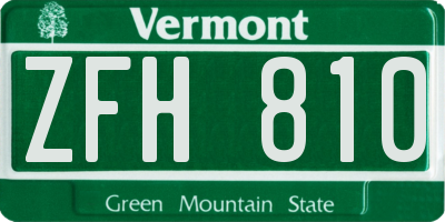 VT license plate ZFH810