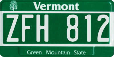 VT license plate ZFH812