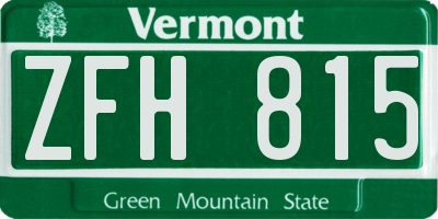 VT license plate ZFH815