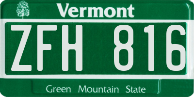 VT license plate ZFH816