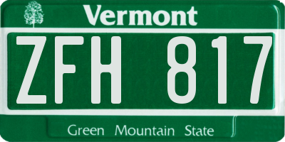 VT license plate ZFH817