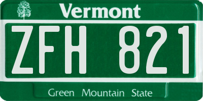 VT license plate ZFH821
