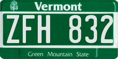 VT license plate ZFH832