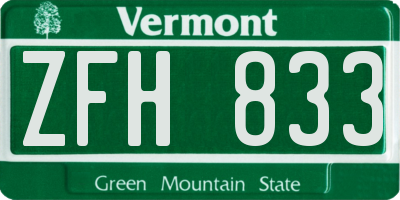 VT license plate ZFH833