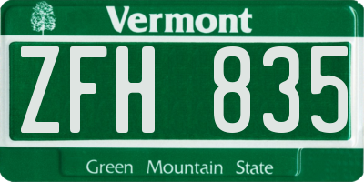VT license plate ZFH835