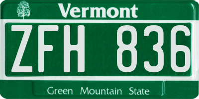 VT license plate ZFH836