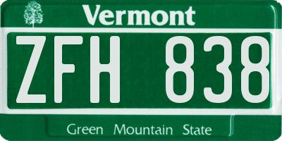 VT license plate ZFH838