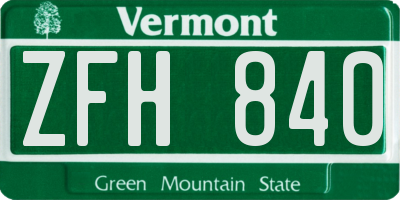 VT license plate ZFH840