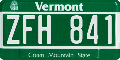 VT license plate ZFH841