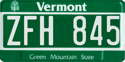 VT license plate ZFH845