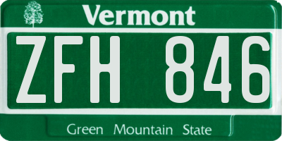 VT license plate ZFH846