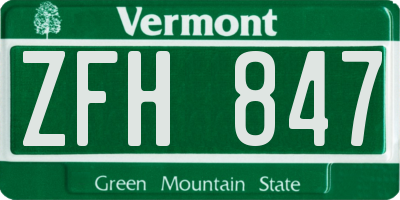 VT license plate ZFH847