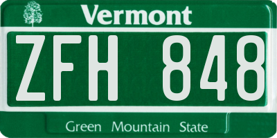 VT license plate ZFH848