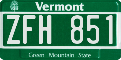 VT license plate ZFH851