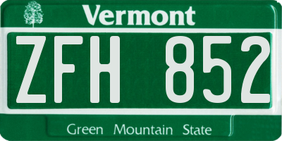 VT license plate ZFH852