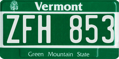 VT license plate ZFH853